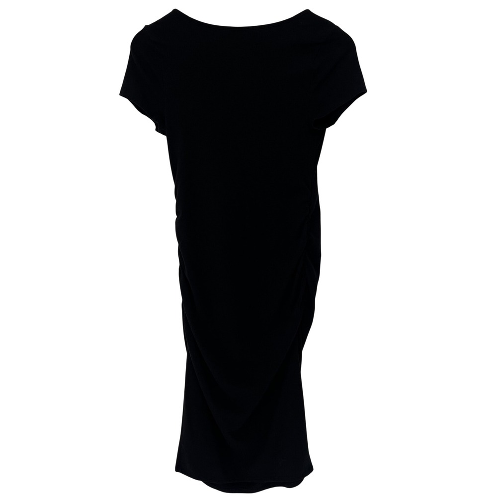 Isabel Maternity Dress Womens Small Black Short Sleeve Ruched Bodycon - Picture 2 of 5